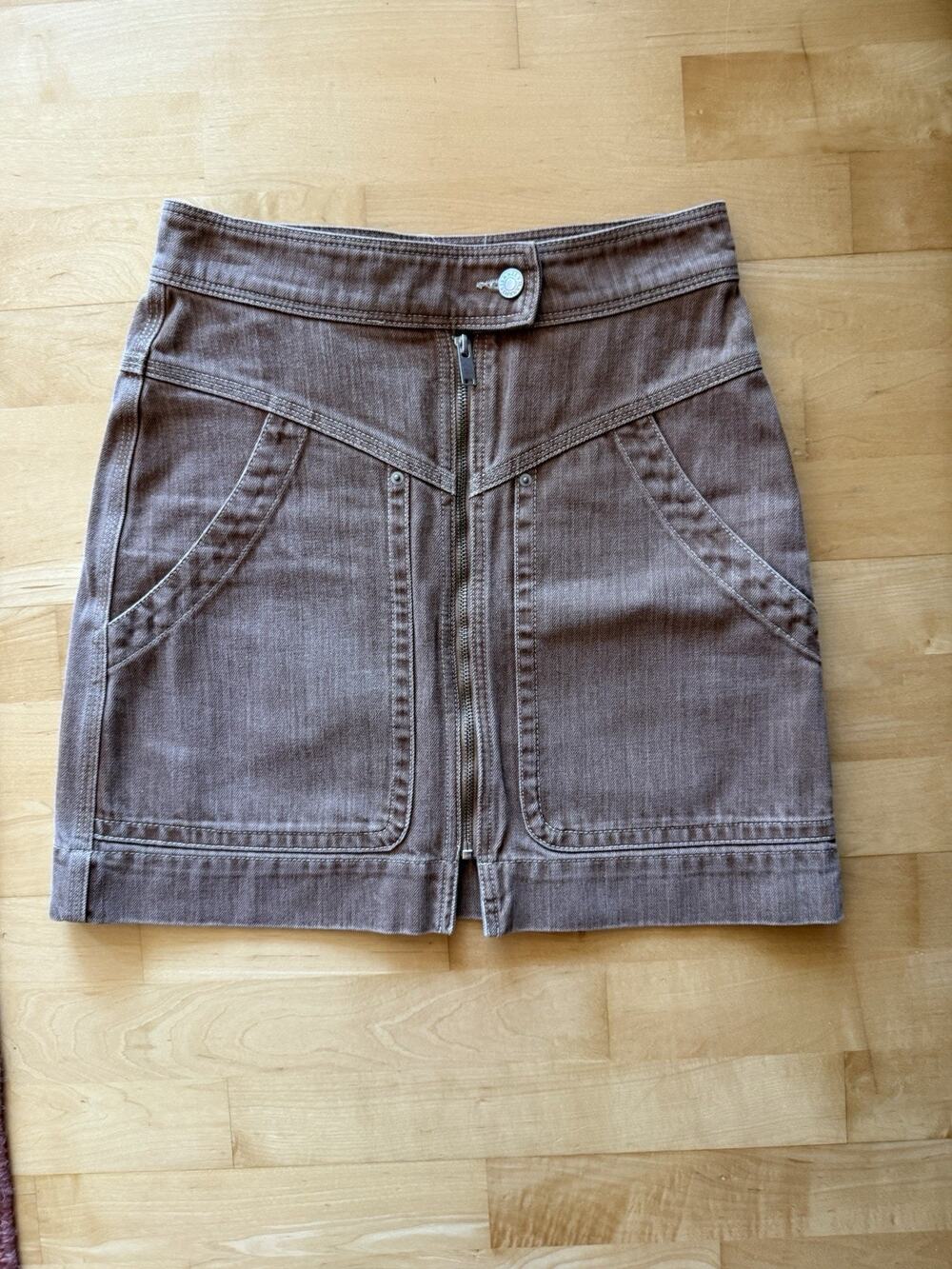 Isabel Marant Étoile front-zip denim mini skirt brown Tan 36 US 4